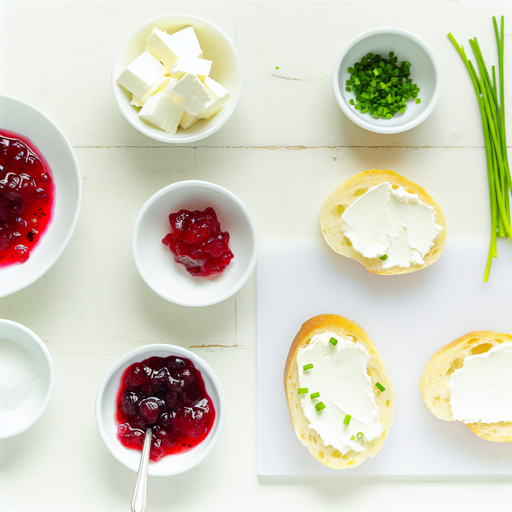 Festive Cranberry Pepper Jelly Cream Cheese Bruschetta Recipe - Recipe Image