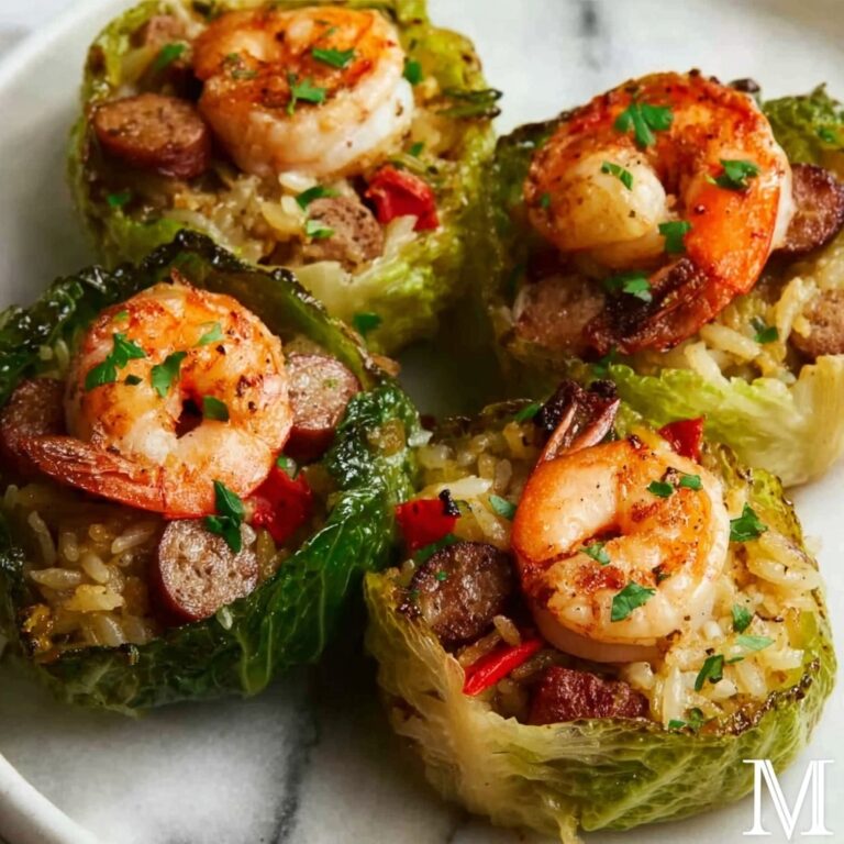 Keto Cajun Shrimp & Sausage Stuffed Cabbage Recipe