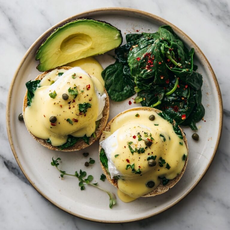 Eggs Benedict with Spinach, Avocado, and Hollandaise Sauce Recipe