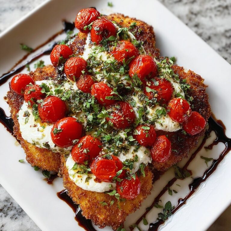 Crispy Italian Basil Chicken Cutlets with Roasted Tomato & Burrata Recipe