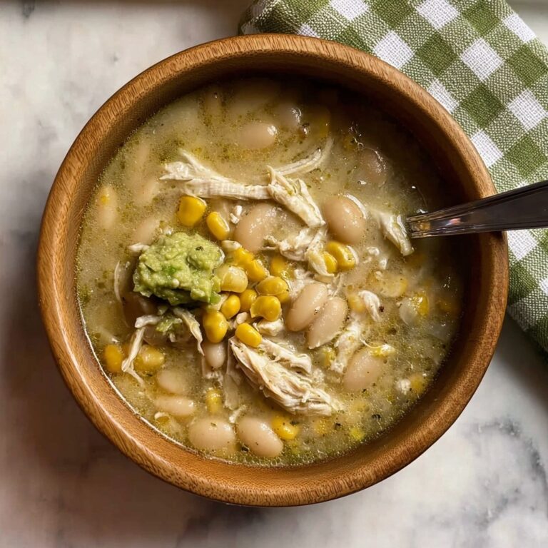 Homemade White Chicken Chili with Corn, Spinach, and Cream Cheese Recipe