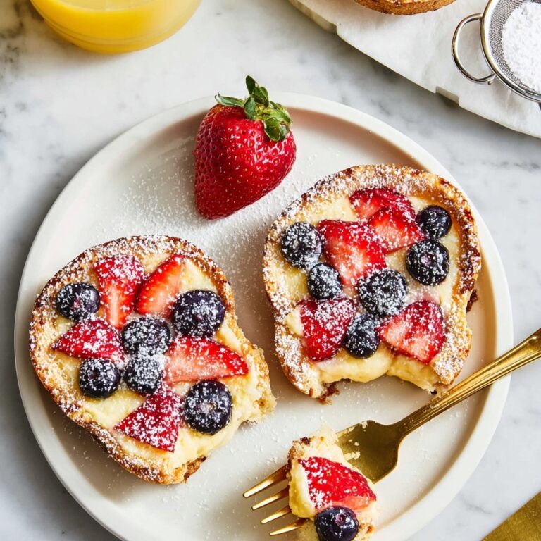 Air Fryer Yogurt Custard Toast with Fresh Blueberries and Strawberries Recipe