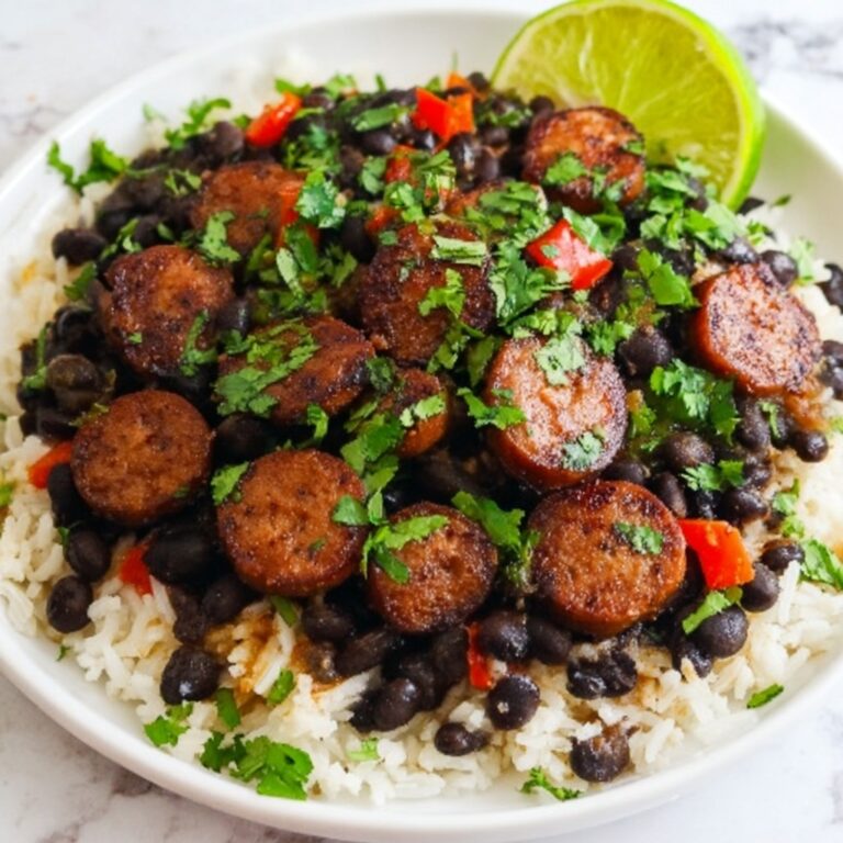 Savory Black Beans and Rice with Beef Sausage Delight Recipe
