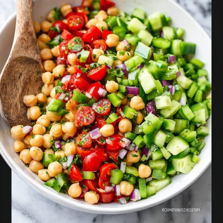 Fresh Chickpea Salad with Tomato, Cucumber, and Lemon Recipe
