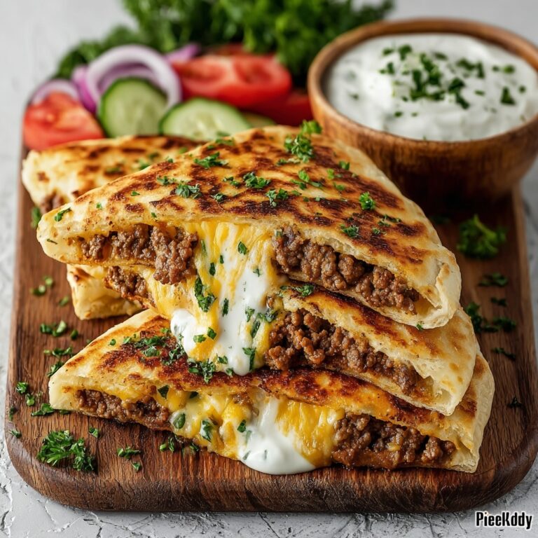 Greek Beef Stuffed Pita with Lemon Garlic Yogurt Recipe