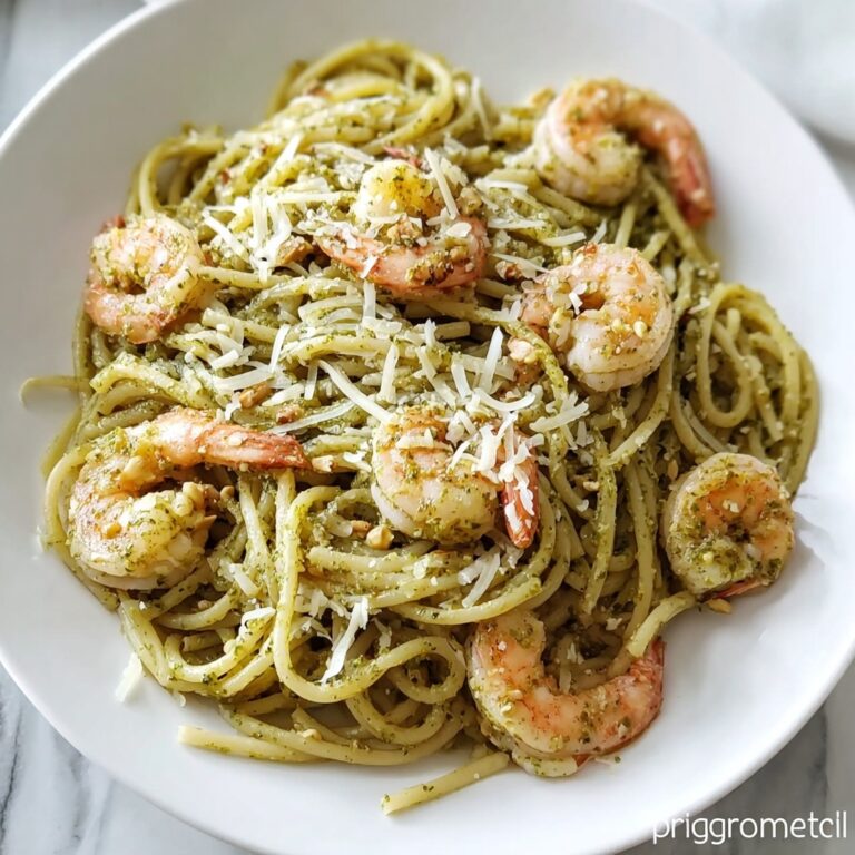 Easy & Creamy Pistachio Pesto Pasta with Shrimp Recipe
