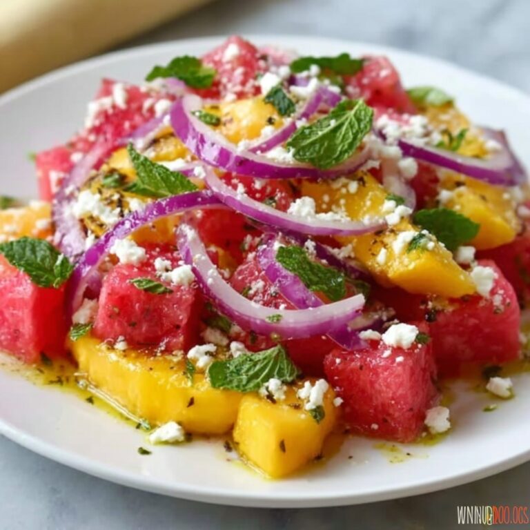 Easy Summer Peach Watermelon Salad Recipe