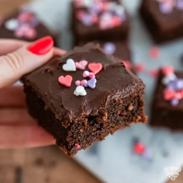 Valentine’s Day Brownies with Chocolate Ganache and Heart Sprinkles Recipe