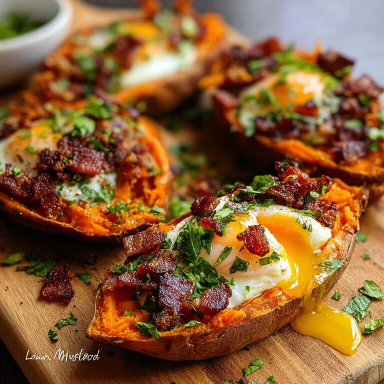 Sweet Potato Breakfast Boats with Bacon and Egg Recipe