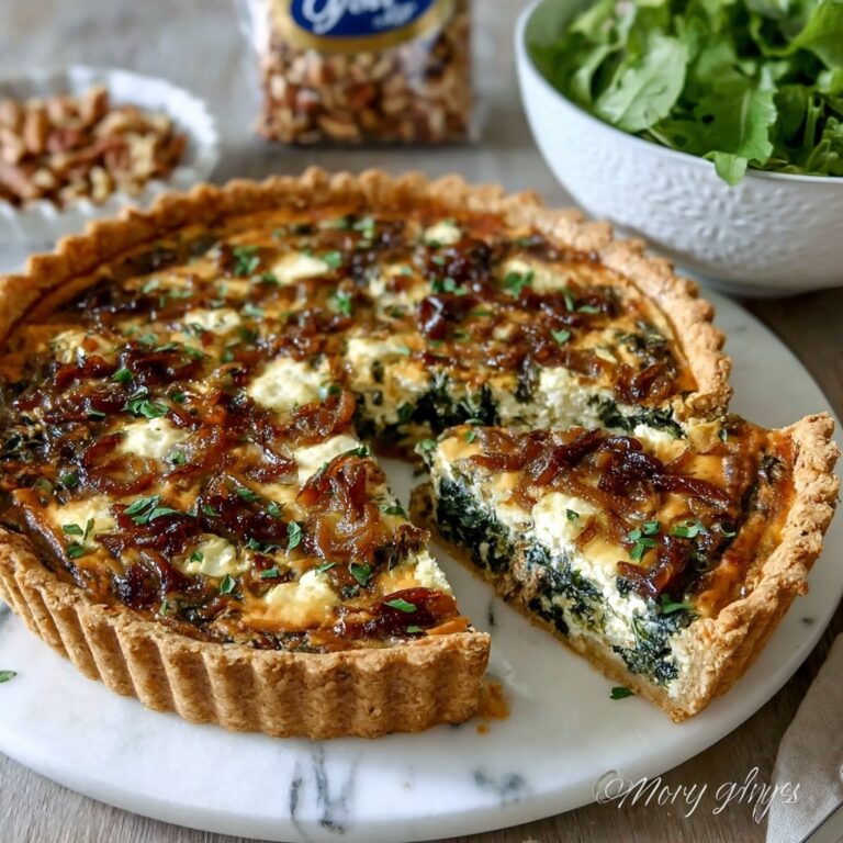 Caramelised Onion, Feta & Spinach Quiche Recipe