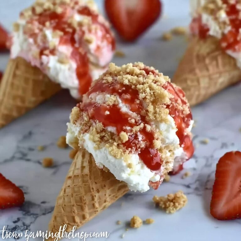 Strawberry Crunch Cheesecake Cones Recipe