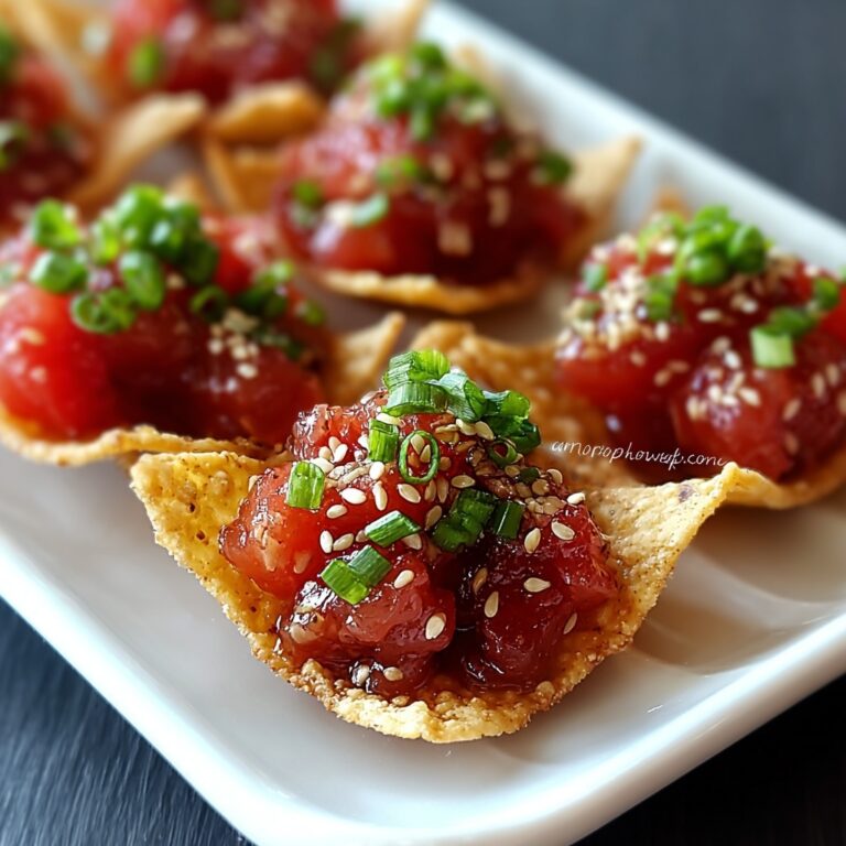 Spicy Tuna Tartare on Crispy Wonton Chips Recipe